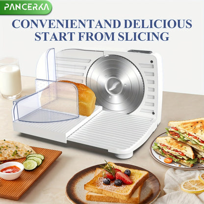 Electric Meat Slicer 0-15mm Adjustable Thickness – Home & Commercial Deli Food Cutter for Meat, Vegetables, Fruits, Bread & Lamb, Stainless Steel Blade, Easy to Clean Kitchen Slicing Machine