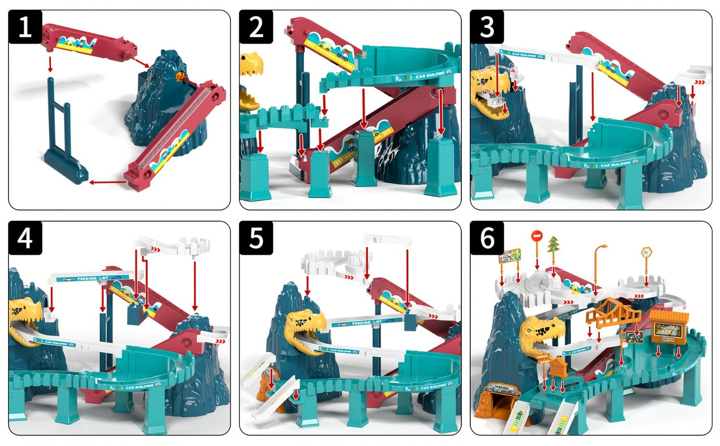 Dinosaur Race Track Toy Set for Kids with 10 Mini Cars & Ramp Launcher – Multi-Level Dino Car Racing Playset for Boys Girls Toddlers Ages 3-8 Birthday Christmas Gift