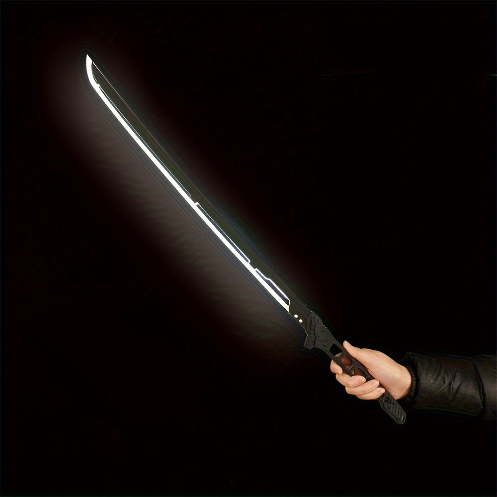 LED Samurai Sword Cyberpunk Glowing Katana 80cm – Acrylic Light-Up Blade for Halloween Costume Party Cosplay Sci-Fi Anime Props, Rechargeable Cool Gift for Teens & Adults, 5 Colors