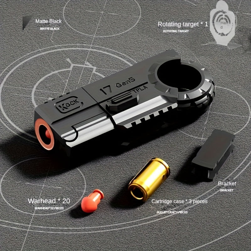 Alloy Finger Pistol Fidget Toy – One-Touch Cartridge Ejecting Stress Relief Desk Toy, Cool EDC Novelty Gift for Adults Men Teens, Fingertip Decompression Toy with Softball Launcher