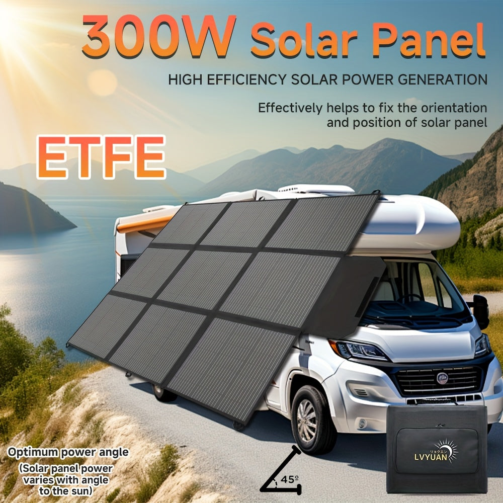 LVYUAN Portable Solar Panel Available in 120W, 200W, 300W, And 400W Options, Featuring a Foldable Design And High-Efficiency Monocrystalline Solar Cells with Up to 22.5% Efficiency, Ideal for Outdoor Activities, Boating, Camping