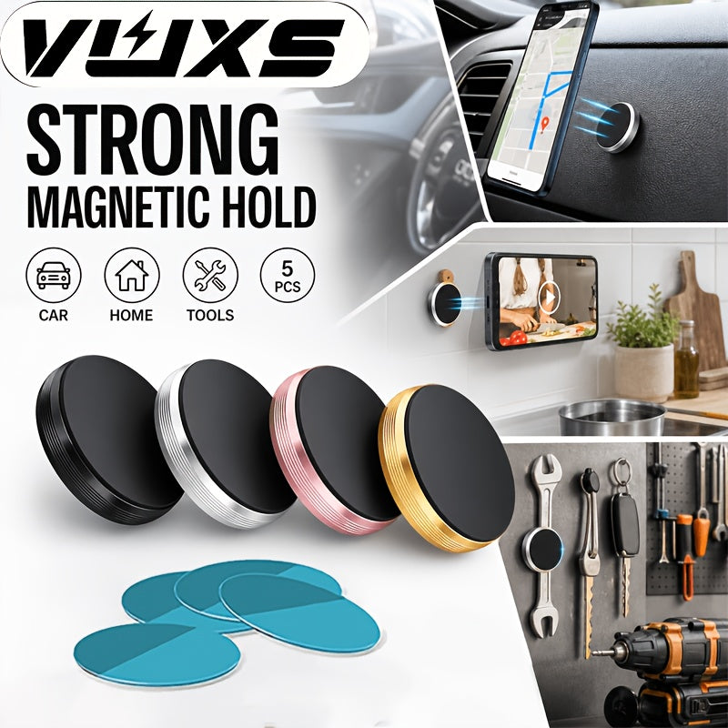 5pcs Powerful Magnetic Phone Holder, Adhesive Magnet Mount for Car Dashboard, Wall, Fridge, Kitchen, Tools & Home, Includes Metal Plates for iPhone Samsung