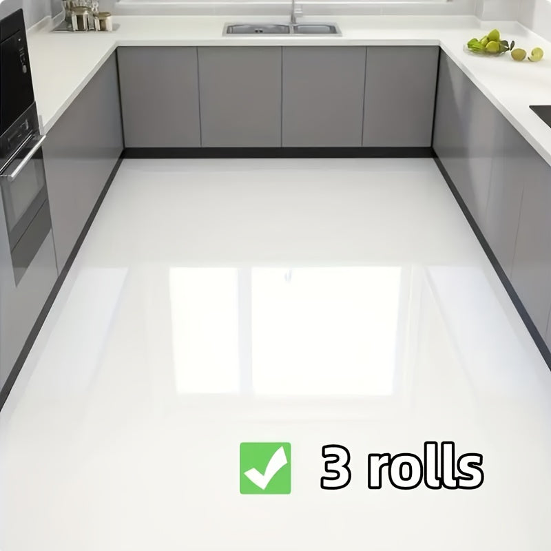 Self-Adhesive Marble Vinyl Floor Wallpaper 3 Rolls 23.62x197.75in - Waterproof Oil-Proof Anti-Slip Wear-Resistant Peel and Stick Floor Tiles for Kitchen Bathroom Living Room Home Renovation Straight Edge