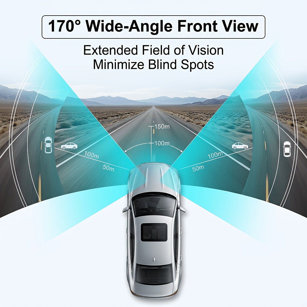 Multi-Angle Dash Cam with Four Lenses (Front, Rear, Left, Right), 1080P HD, Wide-Angle Lens, Night Vision, 24-Hour Parking Mode (Memory Card Not Included)