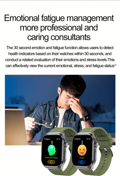 AMOLED Smartwatch 2.04" Display, Bluetooth 5.3 Calling, NFC, 530mAh Battery, Multi-Sport Modes, Voice Assistant, SOS, Menstrual & Weather Forecast, Magnetic Charging, Compatible with iOS & Android, Unisex Gift for Men & Women