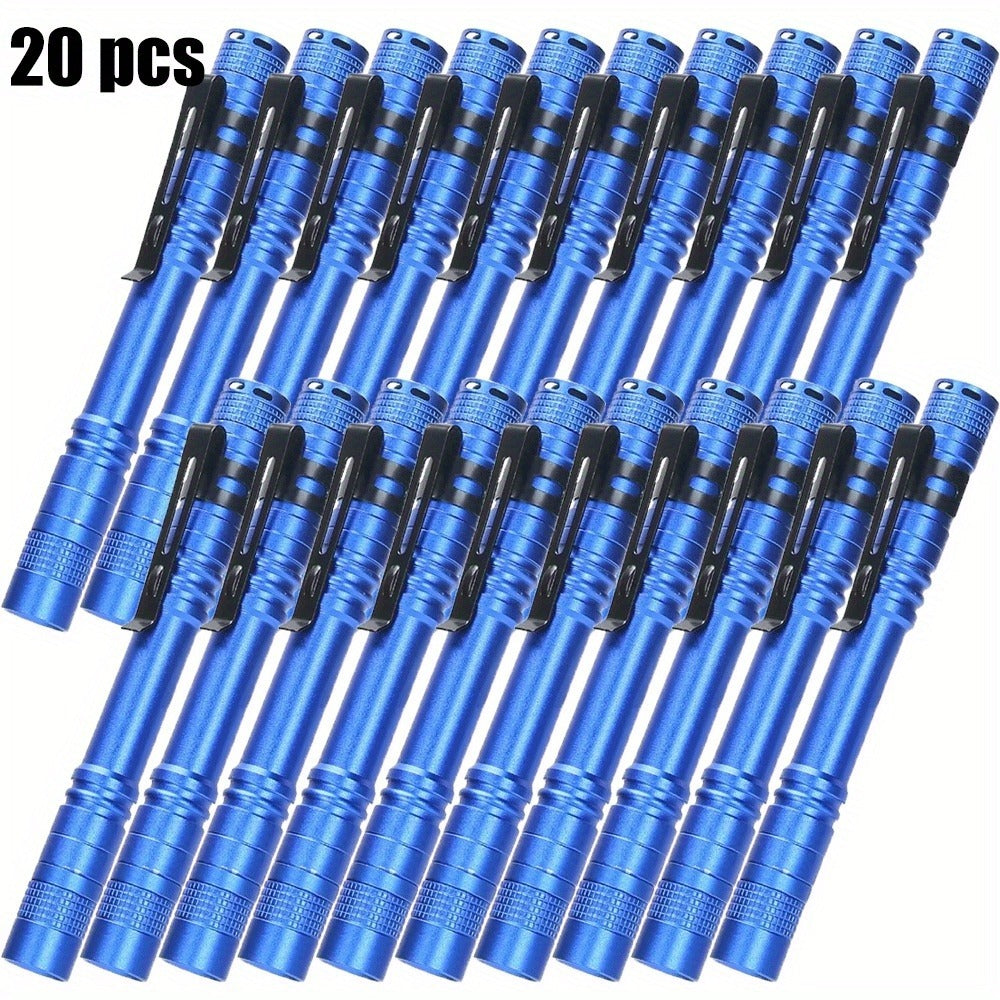 Pen Light Flashlights Bulk Pack with Clip - Mini Slim LED Pocket Torch for Camping, Outdoor, Home & Emergency Use, 5/10/20pcs (Batteries Not Included)