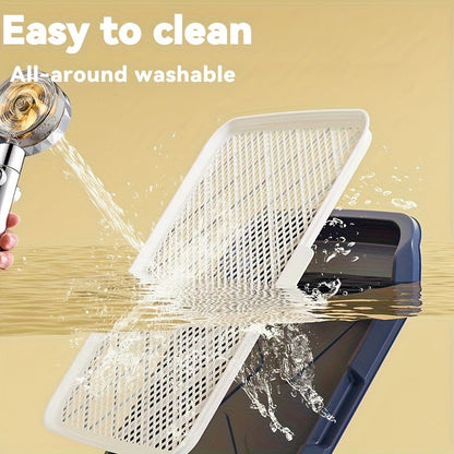 Indoor Dog Potty Tray with Removable Grating - Leak-Proof Puppy Training Toilet, Washable Pee Pad Holder for Apartments, Easy Clean Dog Bathroom, 7 Colors, Small & Large Sizes