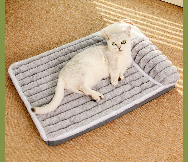 Thickened Dog Bed & Cat Bed Mat with Pillow – Anti-Slip, Machine Washable, Detachable Crate Mat for All Dogs & Cats, L & XL
