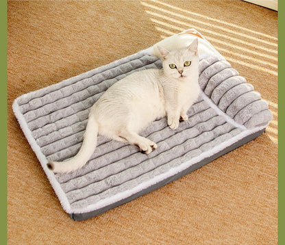 Thickened Dog Bed & Cat Bed Mat with Pillow – Anti-Slip, Machine Washable, Detachable Crate Mat for All Dogs & Cats, L & XL