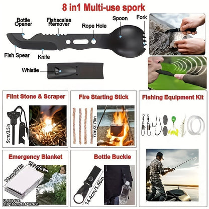 Outdoor Survival Gear Set 11/13/258-Piece – Professional Emergency Kit with Fire Starter & Compass | Multi-Tool Outdoor Equipment for Camping, Hiking & Adventure