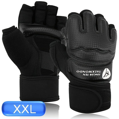 Taekwondo Sparring Gear Set Half Finger Gloves Hand & Foot Protectors with Wrist Wraps & Ankle Support for Boxing Kickboxing Men Women