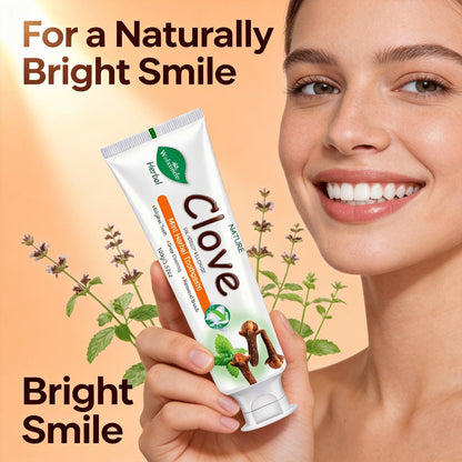Herbal Toothpaste with Clove & Mint – Fluoride Free Deep Cleaning Whitening Toothpaste for Sensitive Gums, Natural Breath Freshener with Herbal Extracts, Daily & Travel Oral Care for Adults & Kids
