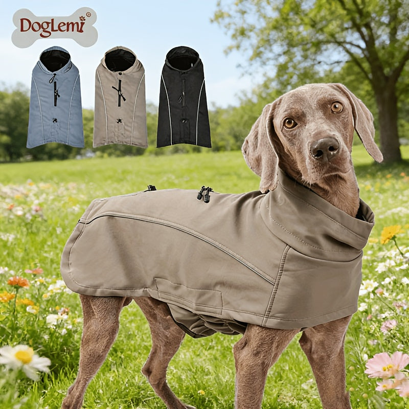 Dog Jacket for Small Breeds – Windproof Warm Pullover Coat with Reflective Stripes, Woven Fabric, Machine Washable Pet Outerwear for Spring & Fall, Colors: Light Brown & Black, Sizes XS–3XL