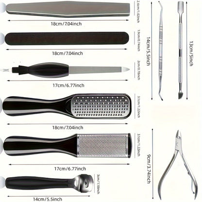 Pedicure Tool Set Stainless Steel Professional Foot Care Kit Dead Skin Callus Remover Nail Cuticle Tools for Women Men 10-Piece & 23-Piece Options Home Salon Travel