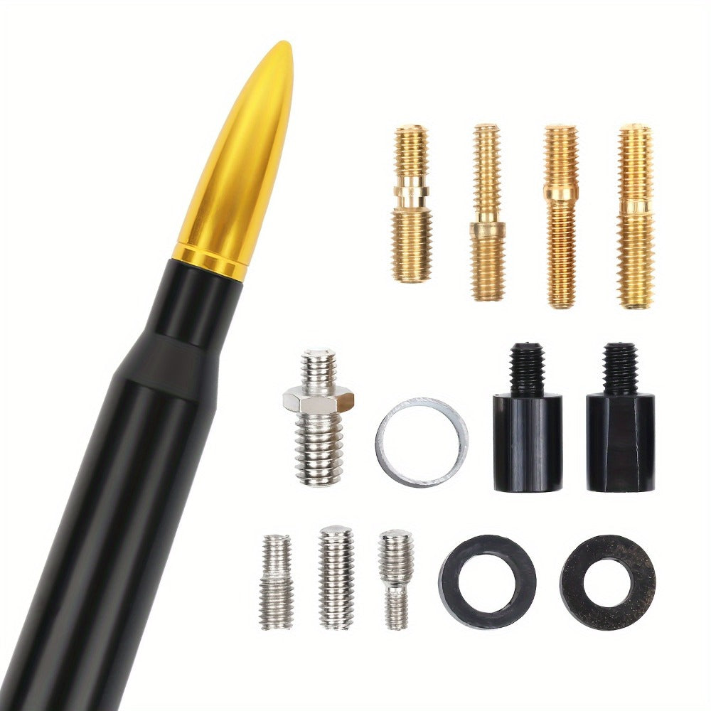 Short Car Antenna 5.3 Inch – Carbon Steel Universal Fit AM FM Signal Booster Stub Antenna Replacement for Cars Trucks SUVs, Black Nickel Gold