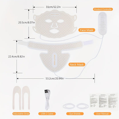 Red Light Therapy Face Mask – 7-in-1 LED Device for Face, Neck & Chest, 95 Beads 650nm & 850nm Dual Wavelength, Flexible Soft Silicone, Remote Control, Anti-Aging Home Spa Beauty Gift for Women