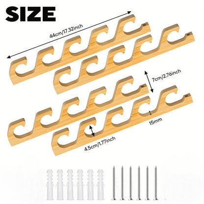 Wall-Mounted Wooden Fishing Rod Rack – 5-Hole Horizontal Rod Holder for Garage, Ceiling & Wall | Solid Wood Fishing Pole Storage Bracket for 5, 10 or 20 Rods | Father's Day Gift for Fishermen & Anglers
