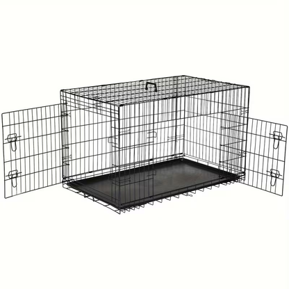 Dog Crate with Divider Panel & Double Door - Folding Metal Wire Dog Cage with Leak-Proof Tray, Indoor Outdoor Travel Pet Kennel for Small Medium Large Dogs, 5 Sizes