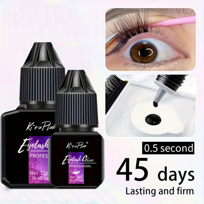 Low Allergy Lash Glue Set — Strong Hold Eyelash Extension Adhesive 6-7 Weeks Retention, Quick Dry DIY Lash Bond for Individual & Cluster Lashes, Sensitive Eye Safe Beginner-Friendly Formula, Black