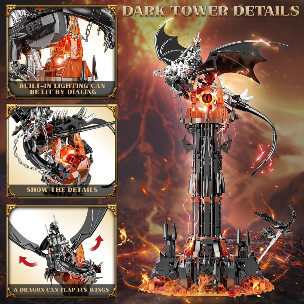 Dragon Castle Building Set Black Dragon Guardian Tower – Dark Fantasy Assembly Model Kit for Adults & Teens, Gothic Magic Tower Display Piece, Halloween Birthday Gift for Dragon & Fantasy Fans