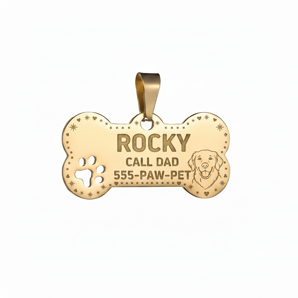Custom Dog Collar Cuban Chain with Engravable Pet ID Tag – Personalized Name & Phone Number Plate for Small Medium Large Dogs & Cats, Sizes S to 4XL, Golden Silver Rose Gold Gift