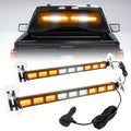 FLYANT Off Road 17.16in Switchable 4 Colors Emergency Strobe Light Bar 162 LED Bar Amber White Red Blue Windshield 2in 1 Visor Safety Flashing Lights DC 12-24V Bar Deck Split W/Take Down for Trucks Construction Vehicles