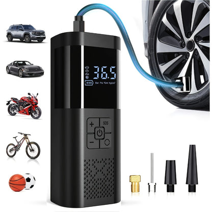 Portable Tire Inflator Air Compressor 150PSI – Cordless Smart Air Pump with Digital Pressure Gauge, LCD Display, 3X Fast Inflation, 6000mAh Battery, for Cars, Motorcycles, Bicycles & Balls