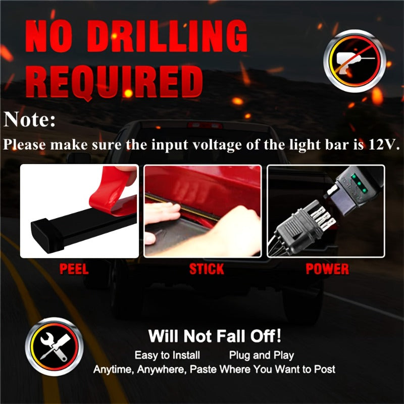 60-Inch LED Tailgate Light Bar for Pickup Trucks - 504-LED 3-Row Brake & Turn Signal Light, Easy Plug & Play Installation for Safer Night Driving & Weekend Adventures