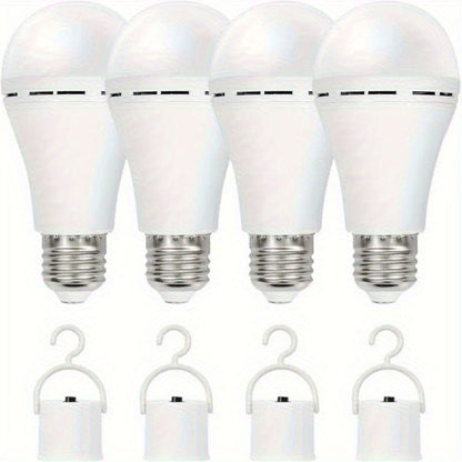 Emergency Light Bulb for Power Outages 2000mAh Rechargeable LED 6000K with Backup Battery – Auto-On Failure Detection, Hangable Emergency Lighting for Home Camping Power Failure, 4 8 12 Pack