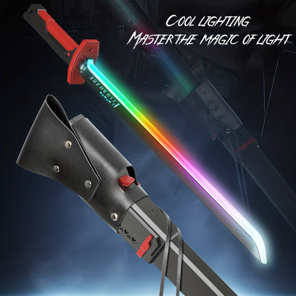 LED Katana Sword 31.5" Pro Cosplay Light Katana with Ejecting Spark, Water Mist, Multi-Color LED & Sound Effects – Type-C Rechargeable Luminous Saber for Teens Adults Vlog Role Play Gift