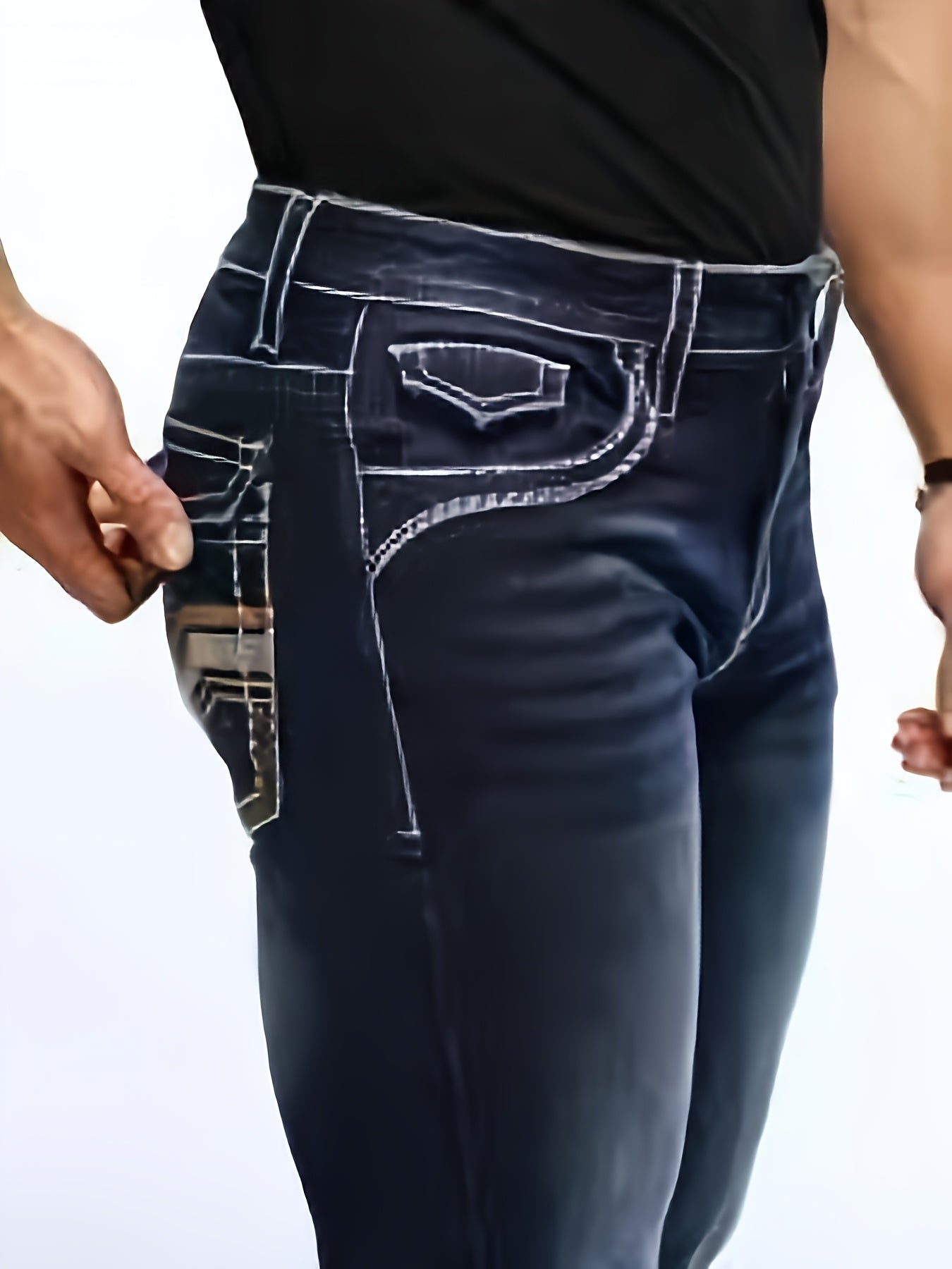 Men's Straight Leg Jeans - Classic Wash Embroidered Weekend