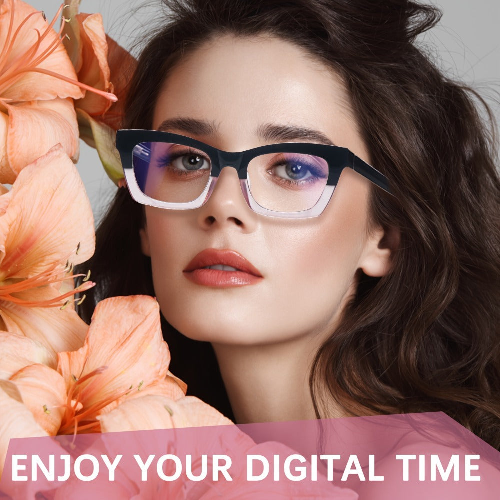 Blue Light Blocking Reading Glasses 3 Pack - Anti Blue Light Computer Readers for Women and Men, Square Spring Hinge Frames with Eyeglass Cloths and Bags, Multiple Magnifications