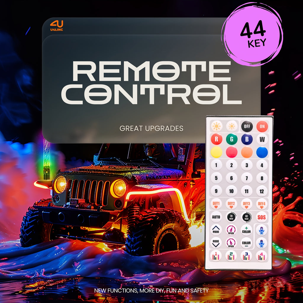 1 Pair (2pcs) 1ft/2ft/3ft/4ft Brighter RGB LED Whip Lights Flag Pole Remote And APP Control Color Changing Lamp Spiral RGB Music Chasing/Dancing Neon Light Whips for UTV ATV RZR SXS Side By Side Dune Buggy Offroad Truck (w/o Spring Base)