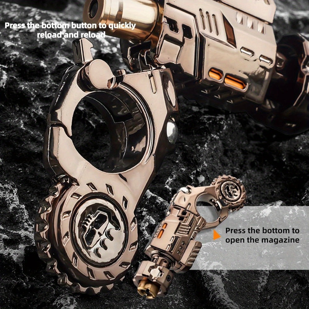 Metal Fidget Gun EDC Spinner Toy for Adults & Men – Alloy Steel Decompression Finger Spinner with 3 Reusable Shells & 20 Bullets, Cool Stress Relief Desk Toy, Unique Gift, Multicolor or Black