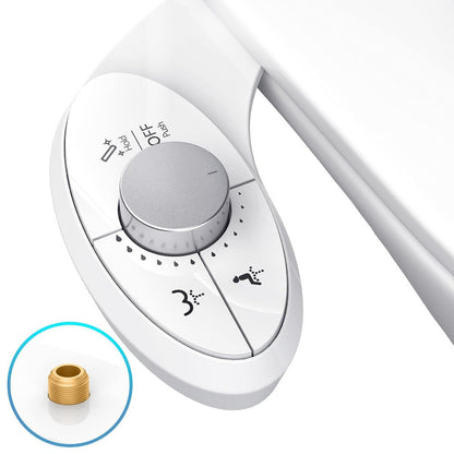 Ultra-Slim Non-Electric Bidet Attachment for Toilet, Self-Cleaning Dual Retractable Nozzles, Adjustable Water Pressure, Fresh Water Sprayer, US Standard, Easy Install