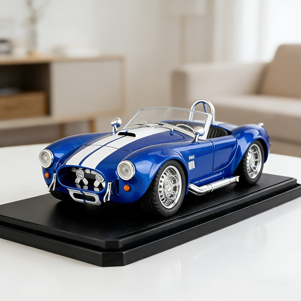 Shelby Cobra 1:22 Scale Zinc Alloy Diecast Model Car – Collector-Grade Exhibition-Quality Replica with Openable Doors, Static Display for Home Office Desk, Birthday Gift (Black / Blue / Red)