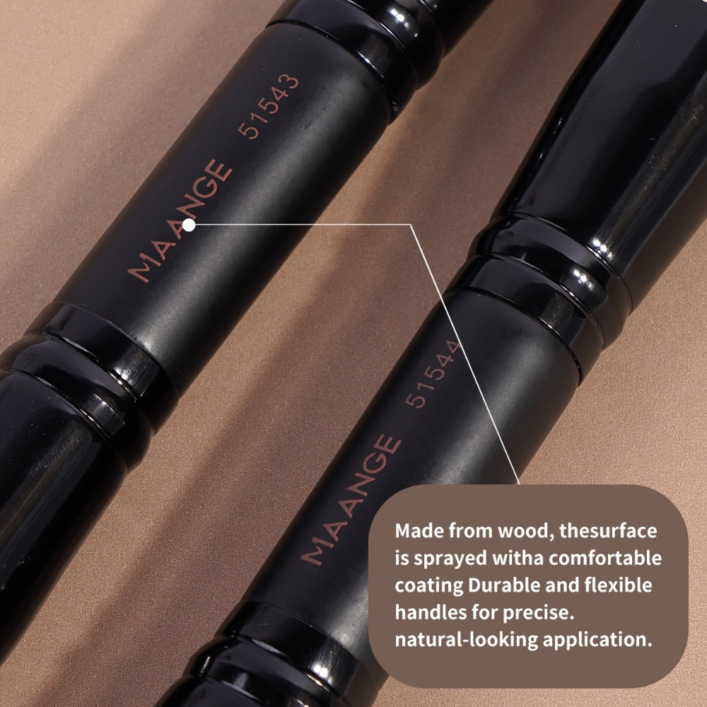Double-Ended Makeup Brush Set 4Pcs – Bevel Taper Foundation Contour Blush Powder Brushes Professional Travel Makeup Tools Kit for Women Black Beige & Black Gold
