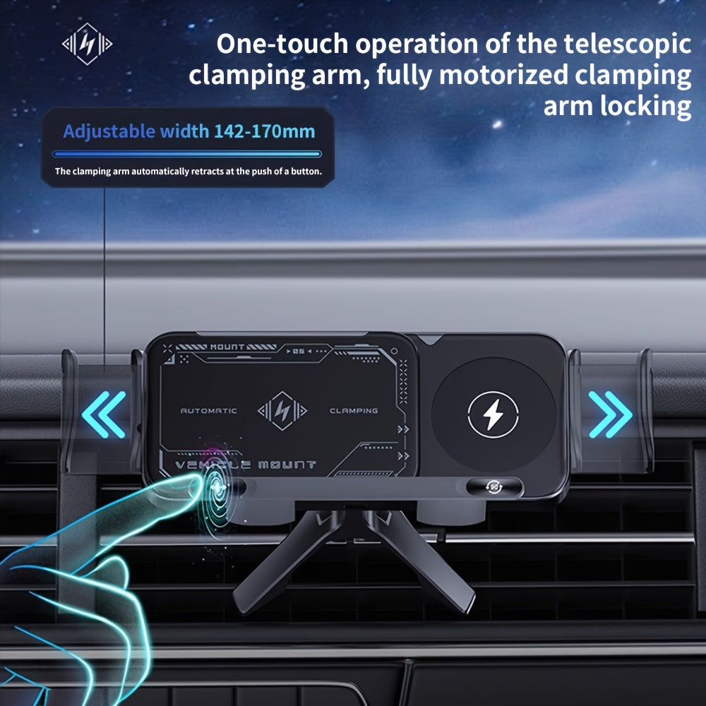 Car Mount with Wireless Fast Charging for iPhone 8/X/11/12/13/14/15 Series, for SamSung Note20/10/9/8 Series, S10/9/8 Series, for Fold 5, Fold 6, W23/W24 - Supports Folding Screens, Wireless Charging Output up to 15W (MAX)
