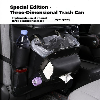 Car Back Seat Organizer with Foldable Tray – Multi-Pocket PU Hanging Storage Bag, Tissue Holder & Footrest Protector for Car Interior | Black, Beige, Brown, Grey