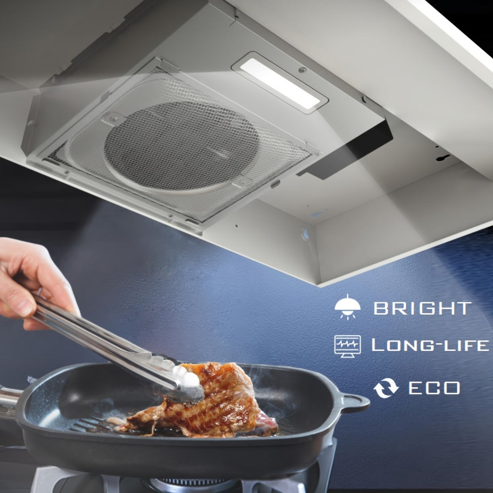 Range Hood 30 Inch Under Cabinet | Ducted & Ductless Convertible Kitchen Vent Hood with LED Light & 2-Speed Exhaust Fan, Stainless Steel – Black, White & Silver, Easy Install