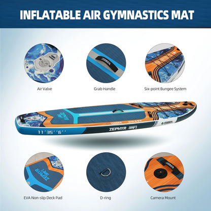 Premium SUP Board 11ft x 35'' Extra Wide Inflatable Paddle Board for Youth Adults with Backpack Waterproof Phone Pouch Paddle Leash Hand Pump US Fins