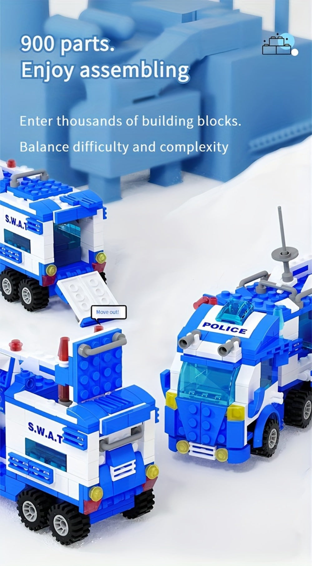 City Police Building Blocks Set 700 Pieces – Patrol Car Truck with Action Figures, Brick Toy for Boys Role Play STEM, Birthday Christmas Halloween Thanksgiving Gift Ages 6 7 8 9 10