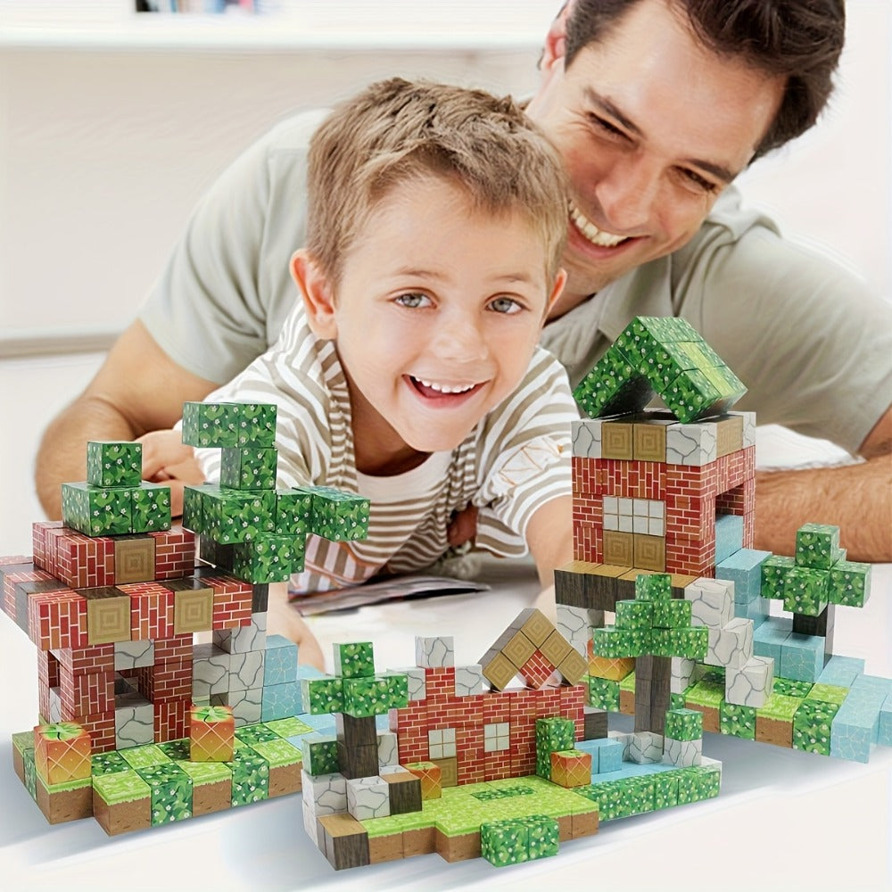 Magnetic Building Tiles 50 100 200 300 Piece STEM Construction Set – 3D Magnet Blocks for Boys & Girls Ages 3+, BPA-Free Creative Learning Toy, Birthday Holiday Gift Random Pattern