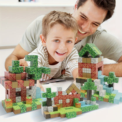 Magnetic Building Tiles 50 100 200 300 Piece STEM Construction Set – 3D Magnet Blocks for Boys & Girls Ages 3+, BPA-Free Creative Learning Toy, Birthday Holiday Gift Random Pattern