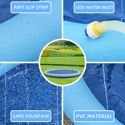 Dog Splash Pad for Large Dogs Extra Thick 0.6mm – Non-Slip Heavy Duty Sprinkler Pool & Cooling Mat for Jumbo & Big Breeds, Outdoor Summer Backyard Water Play Fountain, Pet Cooling Gift