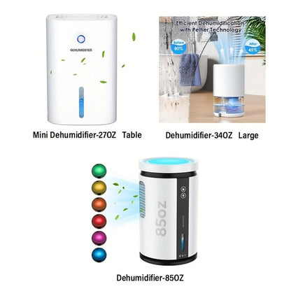 Dehumidifier for Home 215 Sq Ft | Quiet Portable 27oz Peltier Mini Dehumidifier with Auto Shut-Off for Bedroom, Bathroom, Basement, Closet, Kitchen & RV | Keeps Humidity Below 45% | White
