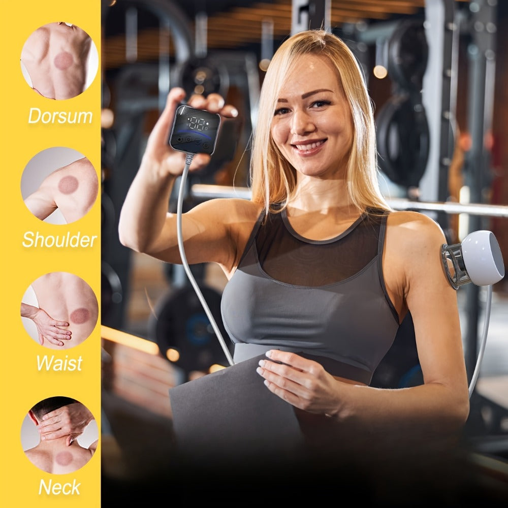 Electric Cupping Massage Device with Remote Control – Neck Back Waist Shoulder Massager, 3 Modes, Hot Compress Therapy, Deep Tissue Relief