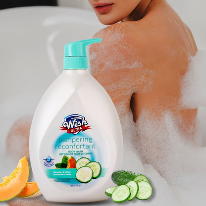 Moisturizing Body Wash 2-Pack 33.8 fl oz Each — Deep Cleansing Shower Gel for Women & Men, Long-Lasting Scent, Hydrating Formula, All Skin Types, Cucumber, Milky, Mango & Peach Fragrances