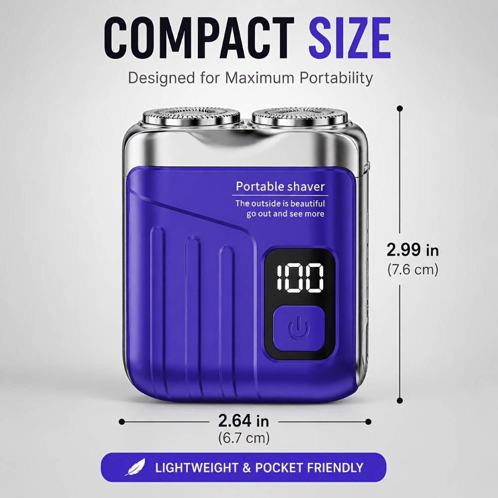 Portable Mini Electric Rotary Shaver for Men — USB Rechargeable Dual Head Cordless Razor, One-Button Operation, Long Battery Life, Pocket Size for Travel Home Gym, Gift for Him