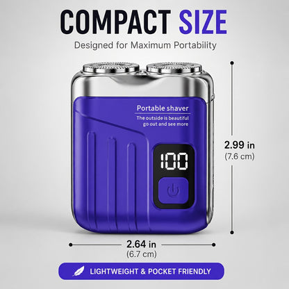 Portable Mini Electric Rotary Shaver for Men — USB Rechargeable Dual Head Cordless Razor, One-Button Operation, Long Battery Life, Pocket Size for Travel Home Gym, Gift for Him